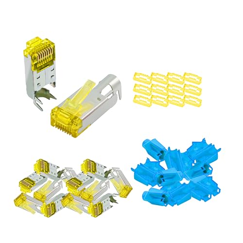 BIGtec RJ45 Stecker Netzwerkstecker 25 Stück Hirose TM31 blau Hochgeschwindigkeits Verbindung für 10G-Ethernet AWG 24-27 für CAT 6 CAT 6a CAT 7 Kabel von BIGtec