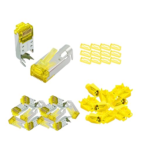 BIGtec RJ45 Stecker Netzwerkstecker 25 Stück Hirose TM31 gelb Hochgeschwindigkeits Verbindung für 10G-Ethernet AWG 24-27 für CAT 6 CAT 6a CAT 7 Kabel von BIGtec