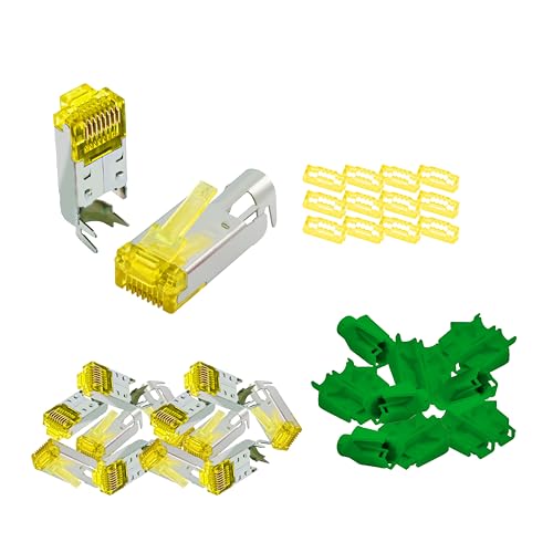 BIGtec RJ45 Stecker Netzwerkstecker 50 Stück Hirose TM31 grün Hochgeschwindigkeits Verbindung für 10G-Ethernet AWG 24-27 für CAT 6 CAT 6a CAT 7 Kabel von BIGtec