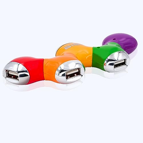 BIGtec USB HUB 4 Port Verteiler Splitter Adapter Weiche 4-Fach flexibel HUB A Stecker auf 4 x A Buchse bewegliche Elemente farbige bunt von BIGtec