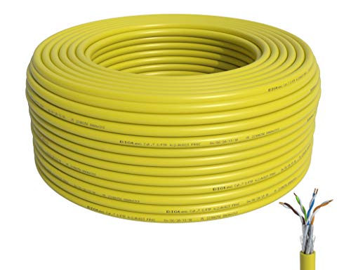 BIGtec Verlegekabel CAT-7 Netzwerkkabel LAN Kabel 250m CAT7 PiMF S/FTP halogenfrei BauPVO Eca POE gelb Ethernet Netzwerk Installationskabel Datenkabel CAT.7 von BIGtec