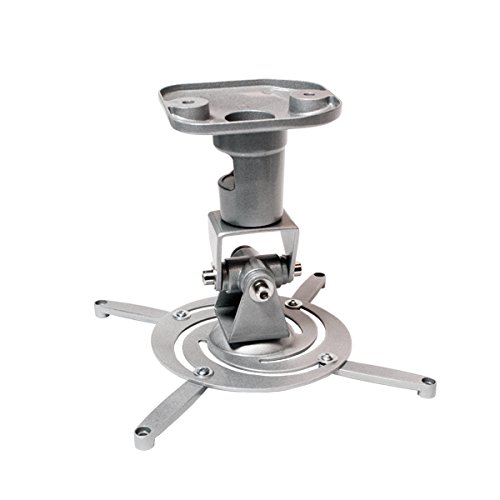 BIGtec universal Beamer Deckenhaltung Silber Beamerhalterung bis 15KG Deckenhalter für Beamer mit Kardangelenk, integrieter Kabelführung, aus stabilem eloxierten Alu-Druckguss von BIGtec