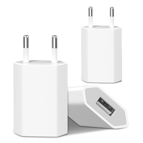 (3 Pack) USB-Schnellladegerät iPhone, (5W 5V 1A) Steckdosen-Ladegerät kompatibel mit iPhone 8 7 6 6S SE 2020 5S 5 5C 14 13 12 11 10 iPad, Huawei, Xiaomi USB-Universal-Steckdosenadapter von BIHPJD