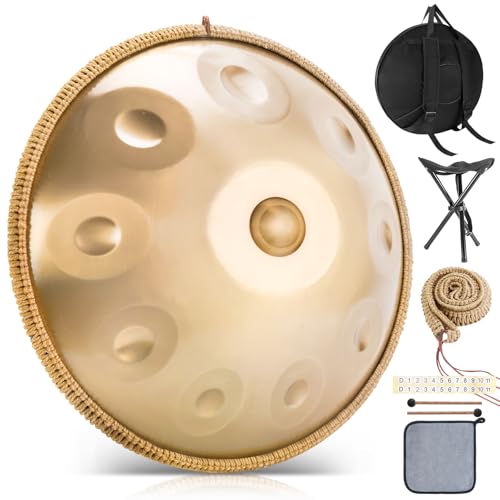 BIILOYY Handpan Instrument, 22 Zoll 10 Töne 440 Hz Hand Pan,Handpan Drum in D-Moll,inklusive Drum Tasche, Schlägel, Steel Pan Ständer, für Anfänger, Profis, Musiktherapie BIILOYY Handpan Instrument, 22 Zoll 10 Töne 440 Hz Hand Pan,Handpan Drum in D-Moll,inklusive Drum Tasche, Schlägel, Steel Pan Ständer, für Anfänger, Profis, Musiktherapie von BIILOYY