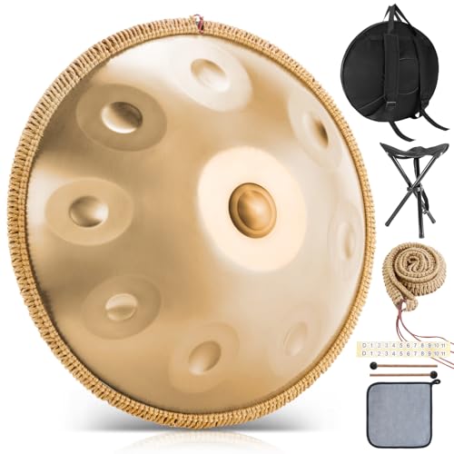 BIILOYY Handpan Instrument, 22 Zoll 9 Töne 432 Hz Hand Pan,Handpan Drum in D-Moll,inklusive Drum Tasche, Schlägel, Steel Pan Ständer, für Anfänger, Profis, Musiktherapie BIILOYY Handpan Instrument, 22 Zoll 9 Töne 432 Hz Hand Pan,Handpan Drum in D-Moll,inklusive Drum Tasche, Schlägel, Steel Pan Ständer, für Anfänger, Profis, Musiktherapie von BIILOYY