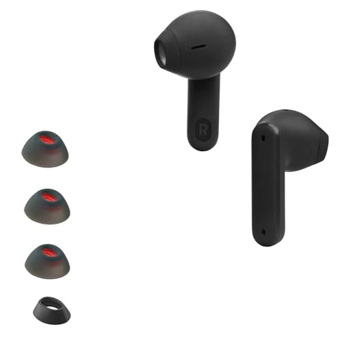 Ersatz Silikon Ohrstöpsel kompatibel mit JBL Tune Flex, Ersatzpolster In-Ear Ohrpolster Kopfhörer Aufsätze,4 Stück Polster (Black) von BIIULHCI