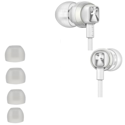 Ersatz Silikon Ohrstöpsel kompatibel mit Sennheiser CX 300S /CX 6.00BT /CX 5.00/CX 7.00 Momentum, Ersatzpolster In-Ear Ohrpolster Kopfhörer Aufsätze,4 Stück Polster (Transparent) von BIIULHCI