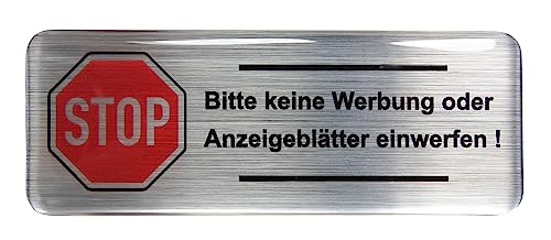 BIKE-label Briefkasten Aufkleber 3D Alu gebürstet 80 x 30 mm Bitte keine Werbung X402201VE von BIKE-label