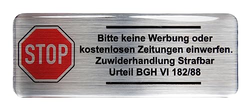 BIKE-label Briefkastenschild Aufkleber 3D Alu 80 x 30 mm Keine Werbung X402001VE von BIKE-label