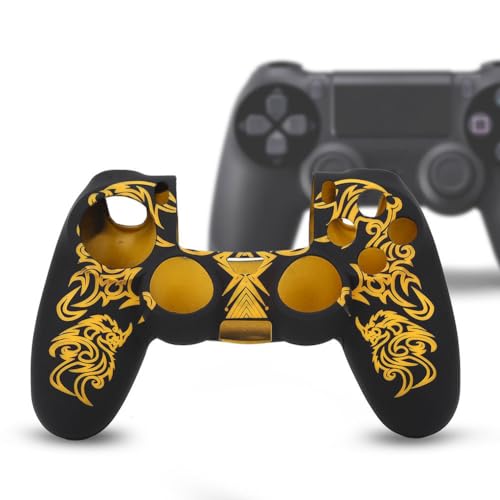Hülle für PS4 Controller, Weiche Silikonhülle Skin Grip Shell Cover für Playstation 4 PS4 Controller(Schwarz Gelb) von BIKING