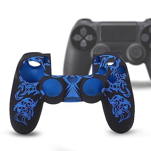 Hülle für PS4 Controller, Weiche Silikonhülle Skin Grip Shell Cover für Playstation 4 PS4 Controller(Schwarz Blau) von BIKING