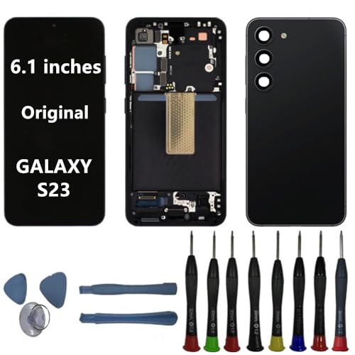 BIKZLDEW 6.1" AMOLED Original für Samsung Galaxy S23 Bildschirm Ersatz OEM S23 S911B S911B/DS Display Touchscreen Digitizer Montage (Schwarzer Rahmen+Rückseite+Werkzeuge) von BIKZLDEW