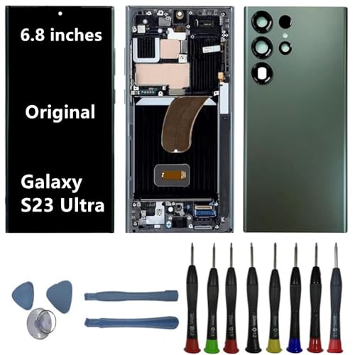 BIKZLDEW 6.8" AMOLED Original für Samsung Galaxy S23 Ultra Bildschirm Ersatz OEM S23ultra S918B S918B/DS Display Touchscreen Digitizer Montage (Grüner Rahmen+Reparaturwerkzeuge) von BIKZLDEW