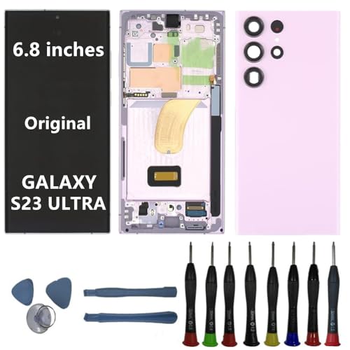 BIKZLDEW 6.8" AMOLED Original für Samsung Galaxy S23 Ultra Bildschirm Ersatz OEM S23ultra S918B S918B/DS Display Touchscreen Digitizer Montage (Lila Rahmen+Reparaturwerkzeuge) von BIKZLDEW