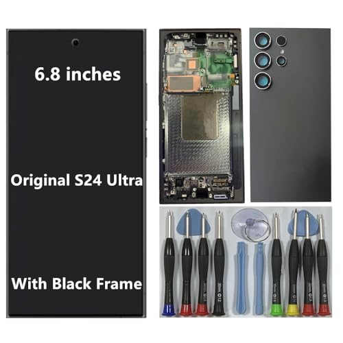 BIKZLDEW 6.8" AMOLED Original für Samsung Galaxy S24 Ultra Bildschirm Ersatz OEM S24ultra S928B S928B/DS Display Touchscreen Digitizer Montage (Schwarzer Rahmen+Rückseite+Werkzeuge) von BIKZLDEW