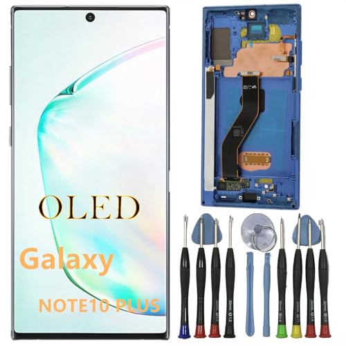 OLED Galaxy NOTE10 PLUS Bildschirm Ersatz für Samsung NOTE10PLUS Display Touchscreen Digitizer Montage SM-N975F SM-N976F SM-N976B LCD Unterstützung Fingerabdruck (Blauer Rahmen+Reparaturwerkzeuge) von BIKZLDEW