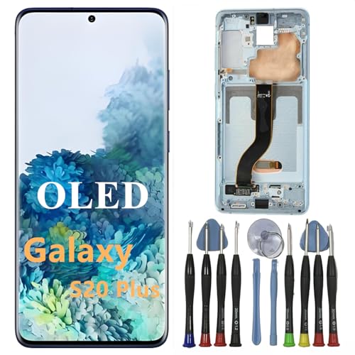 OLED Galaxy S20 PLUS Bildschirm Ersatz für Samsung S20Plus Display Touchscreen Digitizer Montage SM-G985F SM-G986B SM-G9886/DS LCD Unterstützung Fingerabdruck (Blauer Rahmen+Reparaturwerkzeuge) von BIKZLDEW