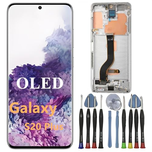 OLED Galaxy S20 PLUS Bildschirm Ersatz für Samsung S20Plus Display Touchscreen Digitizer Montage SM-G985F SM-G986B SM-G9886/DS LCD Unterstützung Fingerabdruck (Weißer Rahmen+Reparaturwerkzeuge) von BIKZLDEW