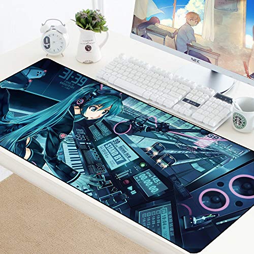 BILIVAN Anime Mauspad Gamer Gaming Hatsune Miku Mousepad Keyboard Mats Grande Desk Protector Pad (900 x 400 x 3 mm, 5) von BILIVAN