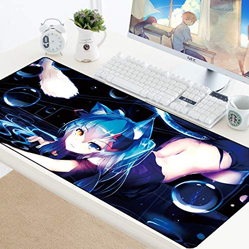 BILIVAN Großes Mauspad für Gamer, Tastaturmatte, Schreibtischschutz, Gaming-Mauspad für PC, Laptop, Anime, Hatsune Miku Pad zu Maus (900 x 400 x 3 mm, 1) von BILIVAN