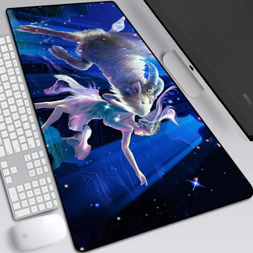 BILIVAN Twelve Constellations Mauspad Oversized Office Computer Keyboard Pad Cartoon Lock Edge Notebook Writing Desk Pad (900*400mm,19) von BILIVAN