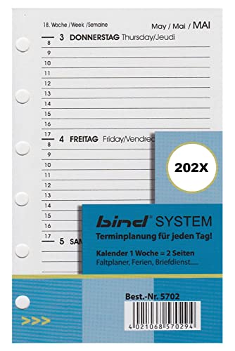 bind Kalender 2023 DIN A7 Kalendereinlagen Terminkalender Tageskalender 1 Woche = 2 Seiten B570223 von BIND