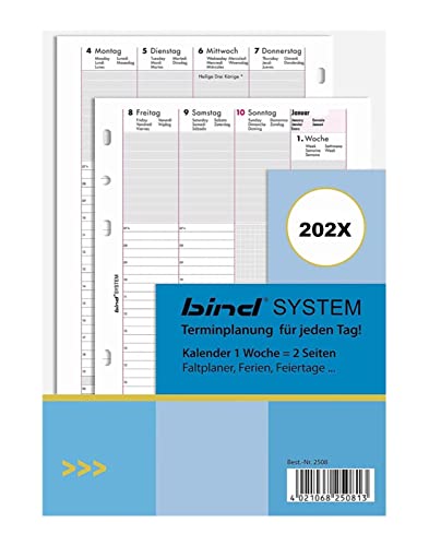 bind Kalender 2024 DIN A5 Kalenderreinlage Terminplaner Tageskalender 1 Woche / 2Seiten B250824 von BIND