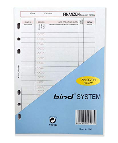 bind System Planer Einlage FINANZEN 50 Blatt A5 Manager B2543 von BIND