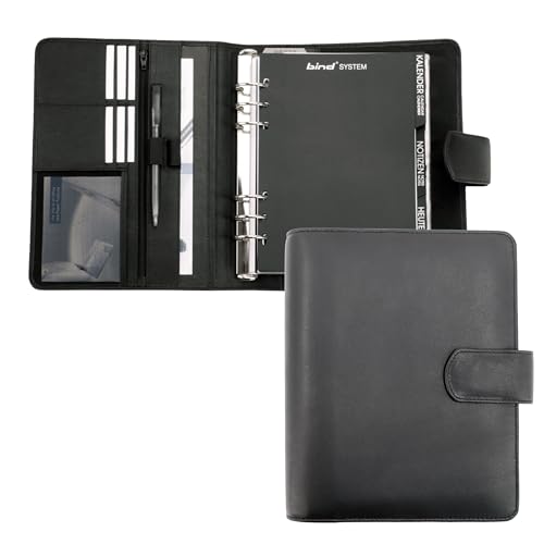 bind Systemplaner A5 inkl. Kalender 1 Woche = 2 Seiten Terminplaner, Managerplaner,Systemplaner, Nappaleder, schwarz T 5 von BIND