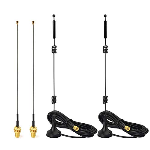 Bingfu 2 Set WiFi Antenne, 2,4/5,8 GHz 9dBi Magnetfuß RP-SMA Stecker Antenne, 15cm IPEX IPX U.FL auf RP-SMA Buchse Kabel Kompatibel mit Intel Fenvi Wireless Mini PCI Express PCIE-Netzwerkkartenadapter von BINGFU