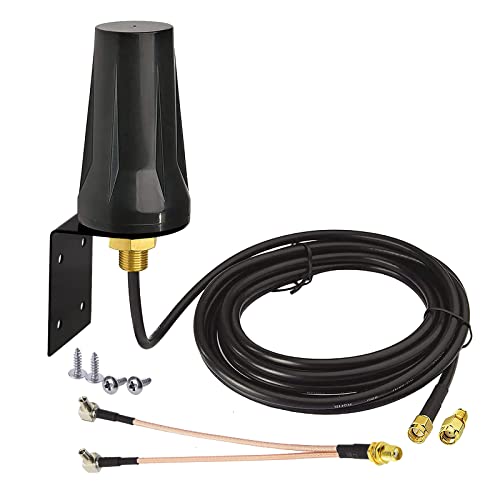 Bingfu 4G LTE Antenne Outdoor 5 dBi Wasserdicht Wandhalterung Antenne mit Dual TS-9 Stecker Splitterkabel kompatibel mit GSM 3G 4G LTE-Router-Gateway Mobilfunkkamera von BINGFU