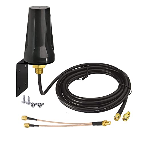 Bingfu 4G LTE-Antenne Outdoor 5 dBi Wasserdicht Wandhalterung Antenne mit Zwei SMA-Stecker Splitterkabel kompatibel mit GSM 3G 4G LTE-Router-Gateway Mobilfunkkamera von BINGFU