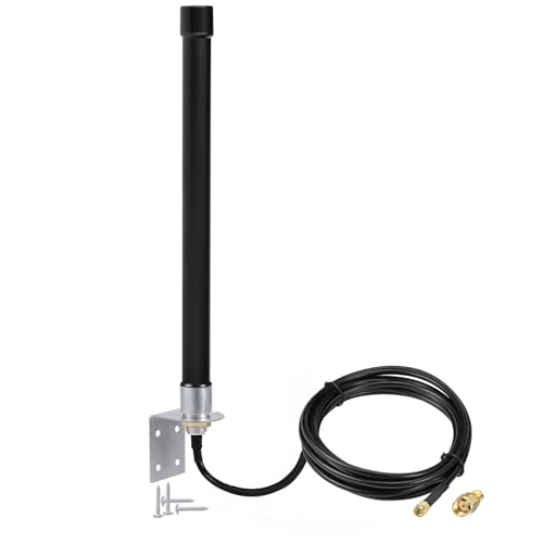 Bingfu 4G LTE Antenne Outdoor Große Reichweite 6 dBi SMA/RPSMA Wandmontage wasserdichte Glasfaserantenne mit 3 m Kabel kompatibel mit 4G LTE-Router Gateway Modem Sicherheitskamera, Mattschwarz von BINGFU