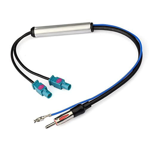 BINGFU DAB UKW Autoradio Antennenadapter Fakra Splitter, DIN Stecker auf Doppel Fakra Splitter Adapter mit Phantomeinspeisug Kompatibel mit Fahrzeug Auto Audio Radio Stereo Head Unit Empfänger von BINGFU