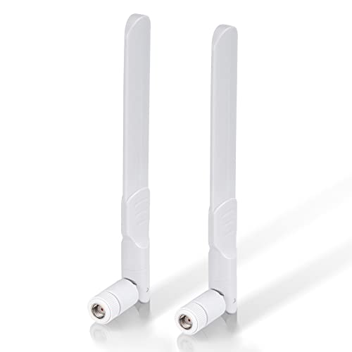 Bingfu Dual Band WiFi 2,4 GHz 5 GHz 8 dBi MIMO RP-SMA-Stecker Antenne (2er-Pack) für WLAN-Router, Drahtlose Netzwerkkarte, USB-Adapter, Sicherheit, IP-Kamera, Videoüberwachungsmonitor, Weiß von BINGFU
