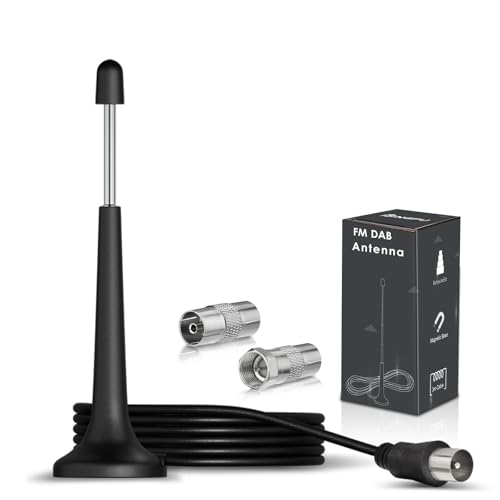 Bingfu FM UKW Radio Antenne DAB Teleskopantenne Stabantenne mit Magnetfuß und 3m Verlängerungskabel für Tragbaren Radio-Tuner Stereo-Empfänger AV-Empfänger Stereo-Verstärker HiFi-Receiver von BINGFU