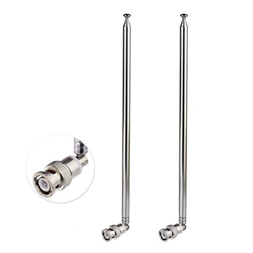 Bingfu HF VHF UHF 7 Abschnitte 115cm Teleskopantenne mit BNC Stecker 2-Pack für CB Radio Polizei Scanner Amateurfunk Zweiwegefunk Mobiler Scanner FM Sender Drahtloses Mikrofon Empfänger Frequenzzähler von BINGFU