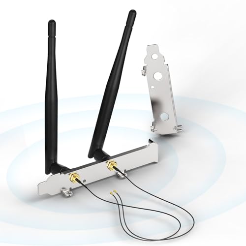 Bingfu Mini Dual Band 2,4 GHz 5,8 GHz WiFi-Antenne + 25 cm U.FL IPEX MHF4 auf RP-SMA-Buchse-Verlängerungskabel und PCIE-Steckplatzhalterung für M.2 NGFF Intel Wireless Network Card WiFi-Adapter von BINGFU