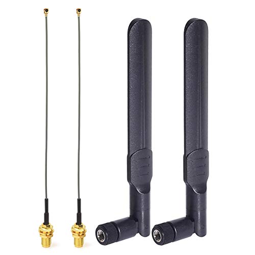 Bingfu RP-SMA WiFi Antenne 8 dBi 2,4/5/5,8 GHz, und 15cm IPEX IPX U.FL auf RP-SMA-Buchse Kabel Kompatibel mit Intel Fenvi HP Dell Wireless Mini-PCI Express PCIE-Netzwerkkarte WiFi-Adapter, 2 Stück von BINGFU