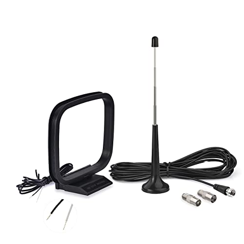 Bingfu UKW Teleskopantenne mit Magnetfuß und AM-Loop-Antenne kompatibel mit Indoor Digital Radio Bluetooth Stereo Empfänger AV Audio Vedio Heimkino Empfänger Tuner Bingfu UKW Teleskopantenne mit Magnetfuß und AM-Loop-Antenne kompatibel mit Indoor Digital Radio Bluetooth Stereo Empfänger AV Audio Vedio Heimkino Empfänger Tuner von BINGFU