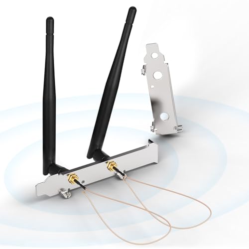 Bingfu WLAN-Antenne 2,4 GHz, 5,8 GHz, 3 dBi RP-SMA-Antenne + U.FL IPX IPEX auf RP-SMA-Kabel + PCI-Rücksteckplatzabdeckung für WLAN-Router, Drahtloser Mini-PCI-Express PCIE-Netzwerkkartenadapter von BINGFU