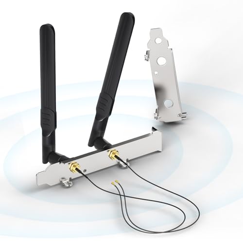 Bingfu WLAN Antenne 2,4GHz 5,8GHz 8dBi RP-SMASteckerantenne + 25 cm U.FL IPEX MHF4 auf RP-SMA-Buchse-Verlängerungskabel + PCI-Steckplatzabdeckung für M.2 NGFF Intel Wireless-Netzwerkkarte WiFi-Adapter von BINGFU