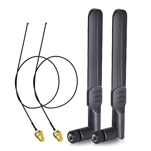 Bingfu WLAN Antenne 2,4GHz 5GHz 5,8GHz 8dBi RP-SMA-Stecker Antenne & 25cm U.FL IPX IPEX MHF4 zu RP-SMA Buchse Verlängerungskabel 2-Pack für M.2 NGFF Intel Wireless Netzwerkkarte WiFi Adapter Laptop von BINGFU