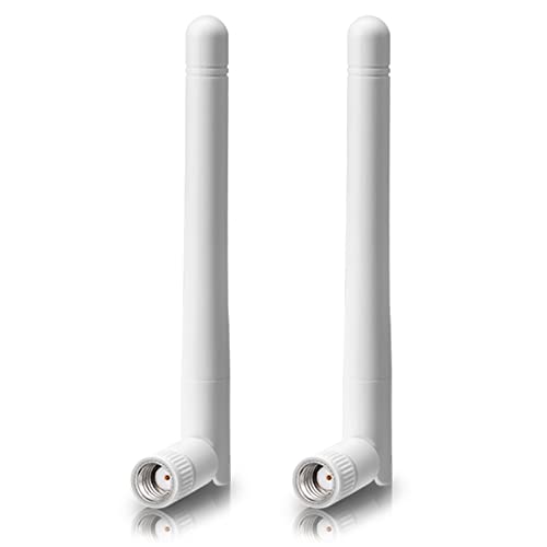 Bingfu WLAN Antenne Dualband 2,4 GHz 5 GHz 3dBi MIMO RP-SMA Stecker Bluetooth Antenne für WLAN-Router Drahtlose Netzwerkkarte USB-Adapter Sicherheit IP-Kamera Videoüberwachung Monitor, Weiß, 2-Stück von BINGFU