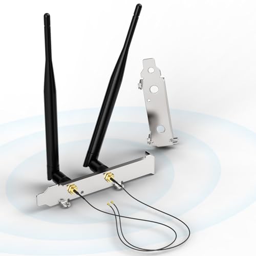 Bingfu WiFi 2,4 GHz 5,8 GHz 6dBi RP-SMA-Steckerantenne + U.FL IPX IPEX MHF4 auf RP-SMA-Buchse-Verlängerungskabel + PCI-Steckplatzabdeckung für M.2 NGFF Intel Wireless-Netzwerkkarte WiFi-Adapter Laptop von BINGFU