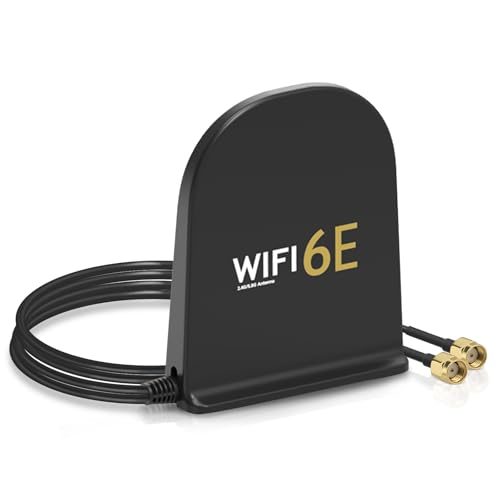 Bingfu WiFi 6E Tri-Band Antenne 2,4GHz 5GHz 6GHz, 8dBi MIMO Antenne mit Magnetfuß, 2m Kabel, RP-SMA Stecker für WiFi-Router, Smart Homes, Büros, verbesserter Signalempfang, Schwarz von BINGFU