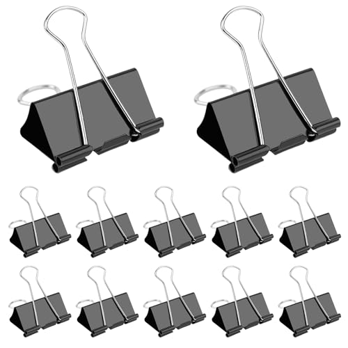 12 Stück Binder-Clips, Foldback-Clips, Schreibwarenklammern für Büro, Schule, Zuhause, Geschäfte, Küche von BINGGA