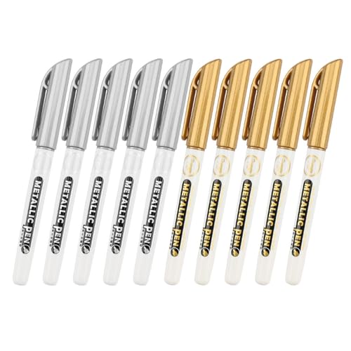 BINGGA 10 Stück/Set Gold Metallic Stift Metallic Marker Malerei Stift für Fotoalbum Glas Metall Keramik Dekoration von BINGGA