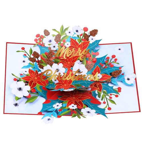 Elegante 3D Weihnachtsblumenkarte Einzigartige Weihnachtsblume 3D Karte Handgemachte Papierkarte für Grüße von BINGGA