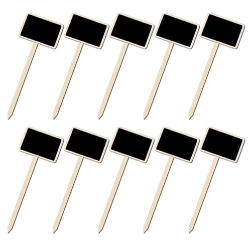 Pflanzenschild, kleine Tafel, Holzpflanzenpfähle, Nachrichtenbrett, Schild, Tafel-Etikett für Gartendekorationen, 10 Stück von BINGGA
